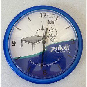 Zoloft RX wall clock pill WORKs pharmaceutical rep patient doctor exam table ad